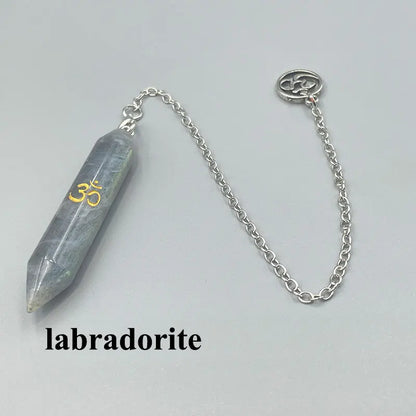 Mystic Fluorite Amethyst Crystal Pendulum Necklace for Divination and Reiki