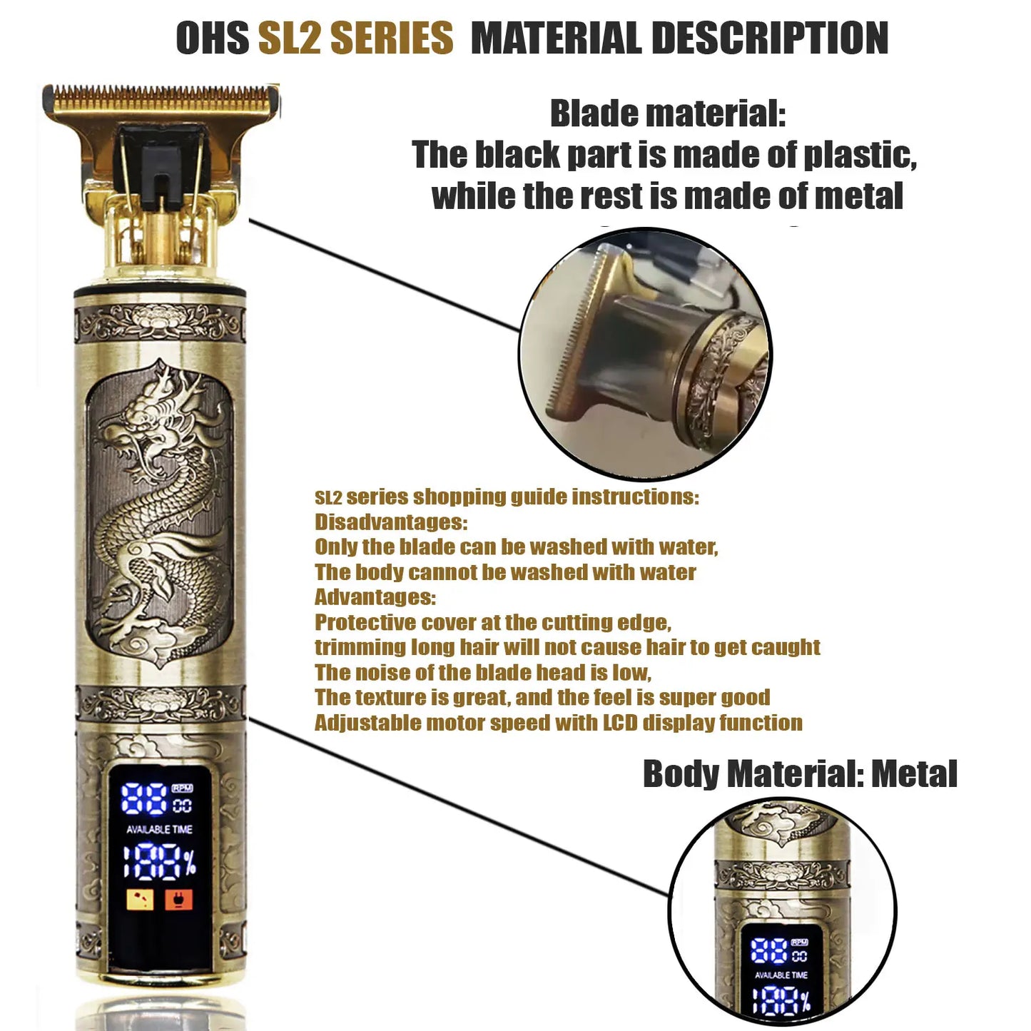 OHS T9 Cordless Electric Hair Clipper and Shaver for Men Fast Charging Floating Head Trimmer Waterproof Razor for Home and Travel