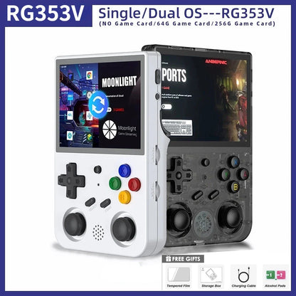RG353V RG353VS Handheld Game Console 64 128 256GB Touchscreen Dual System Android 11 And Linux Portable 3.5 Inch Retro Gaming Console Micro HDMI Type C Supports Up To 40000 Games