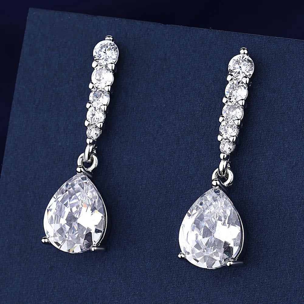 Sterling Silver CZ Crystal Plant Stud Earrings for Women and Teens