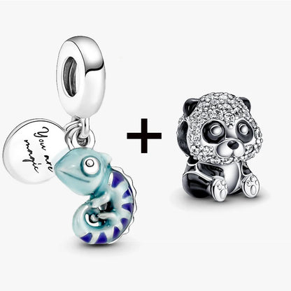 Chameleon and Turtle Pendant Beads for Charm Bracelets Jewelry Gift BD17