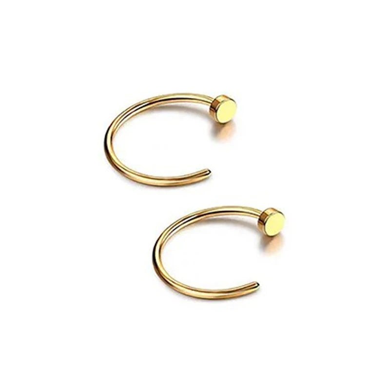 2/6 Pcs Top Rated Stainless Steel Fake Nose Rings for Women Stylish Lip and Nostril Piercing Jewelry D4-2Pcs-Golden