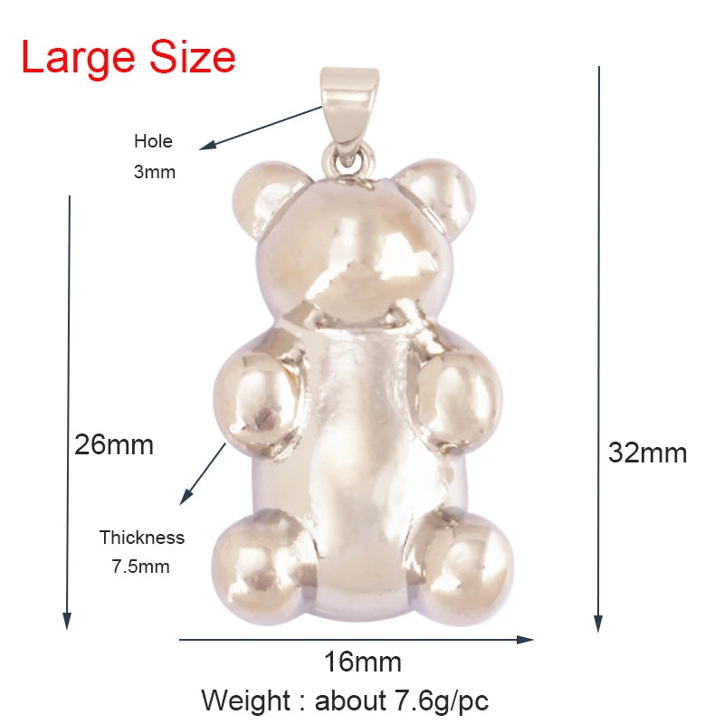 Cute Gold Bear Charm Pendant with Pearl Cubic Zirconia for Jewelry Making Supplies