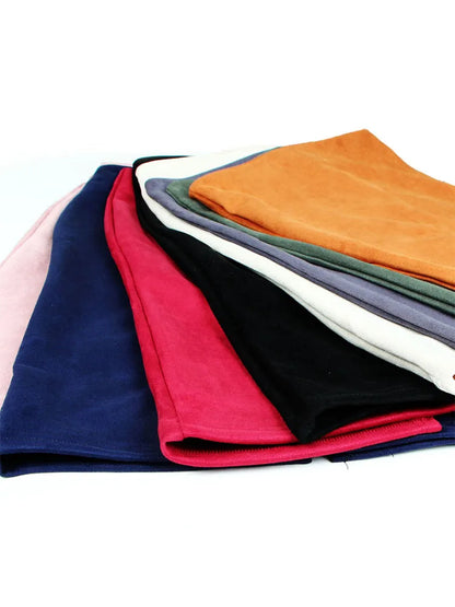 Multicolor Suede Midi Pencil Skirt Women High Waist Bodycon
