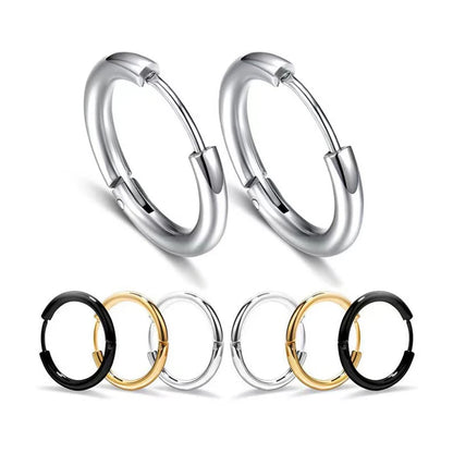 Classic Stainless Steel Hoop Earrings Set for Men and Women 2024