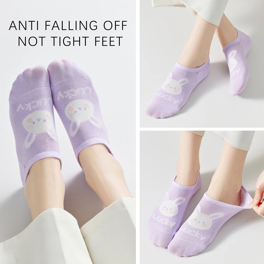 Women Kawaii Lucky Rabbit No Show Cotton Invisible Socks