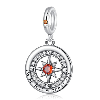 925 Sterling Silver Charms Set Moon Stars Sun Flower Heart Zircon Beads for DIY Jewelry and Gifts