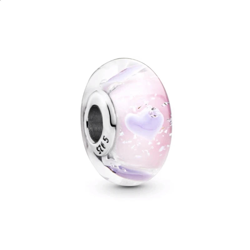 Hot Pink Murano Glass Charm Bead For 925 Bracelet Pendant