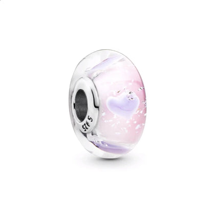 Hot Pink Murano Glass Charm Bead For 925 Bracelet Pendant