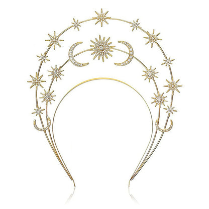 Wedding Crown Hair Jewelry - Double Layer Crystal Star Headpiece with Rhinestones Style 29