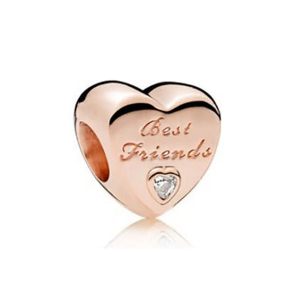 European Rose Gold Heart Charm Bead for Women Perfect for Mother's Day Bracelet and Necklace Jewelry
