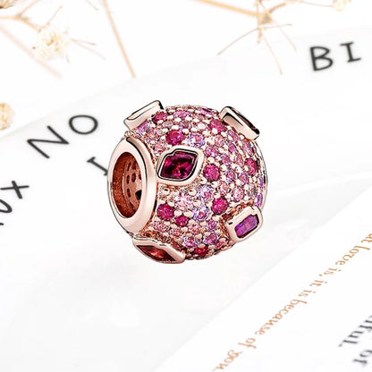 Rose Gold Winged Angel Heart Charm Bead Pink Daisy Spacer