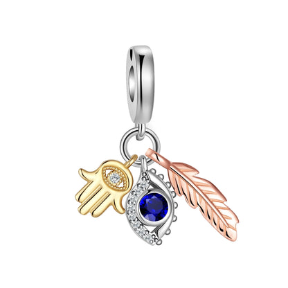 925 Sterling Silver Blue Evil Eye Jewelry Set With Zircon Charms Pendant Ring Earrings For Bracelet Necklace Gift