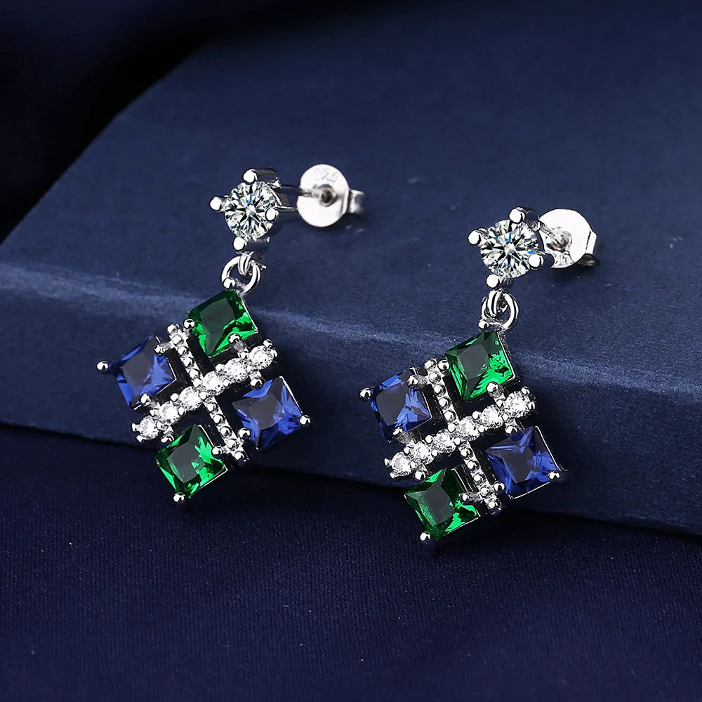 Sterling Silver CZ Crystal Plant Stud Earrings for Women and Teens