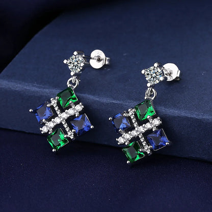 Sterling Silver CZ Crystal Plant Stud Earrings for Women and Teens