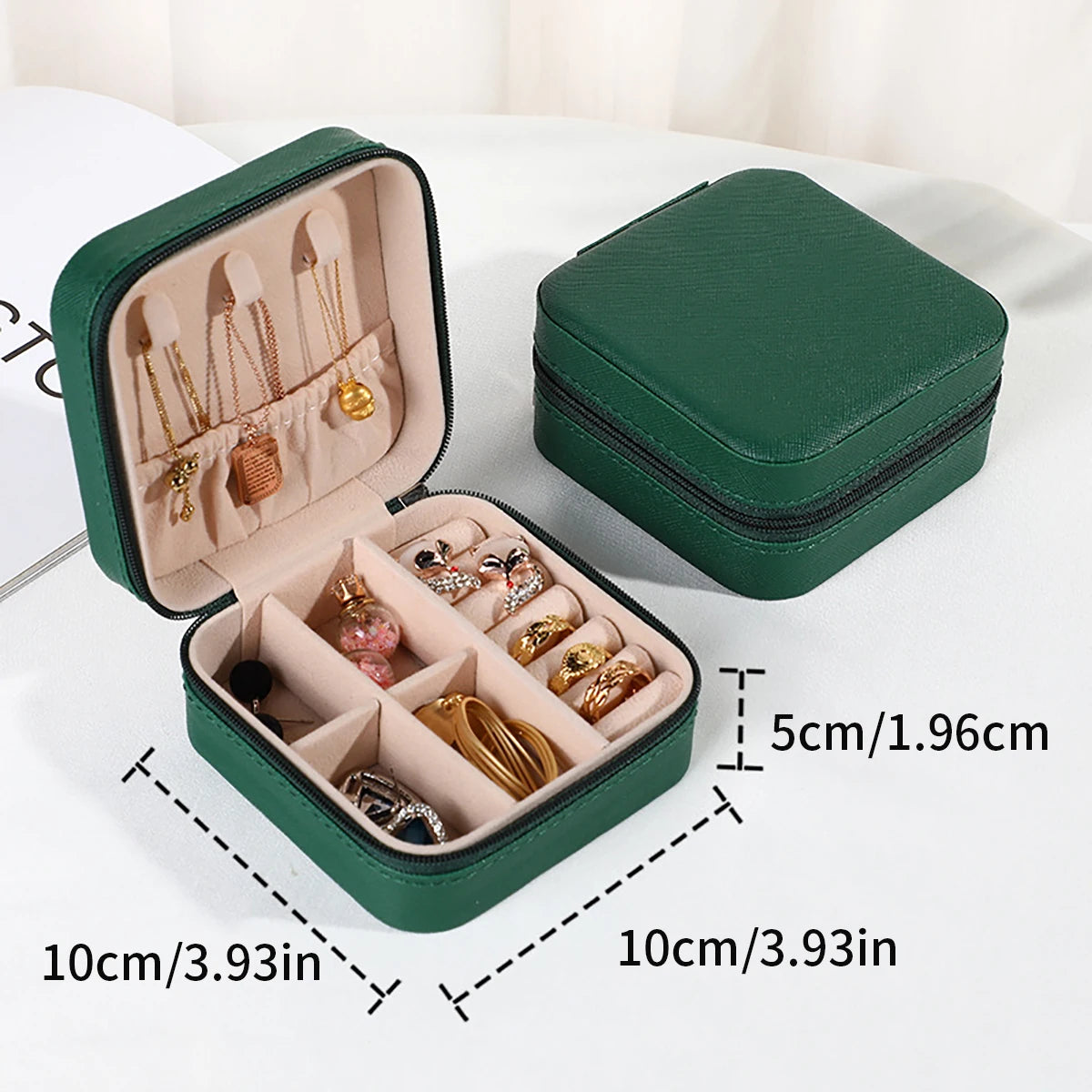 Travel-Friendly PU Leather Jewelry Organizer - Compact Storage Box for Bracelets, Earrings & Rings BLACK