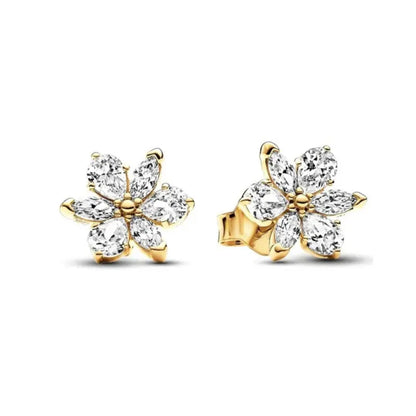 European 925 Silver Blue Snowflake Moon And Heart Zircon Stud Earrings For Women Holiday Exquisite Charm Jewelry