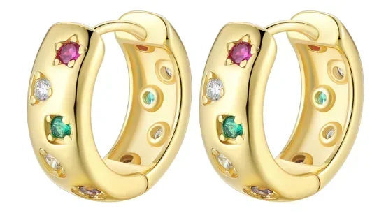 925 Sterling Silver Gold Hoop Earrings Halloween Pumpkin Skull Christmas Tree Zircon Studs for Women DIY Jewelry