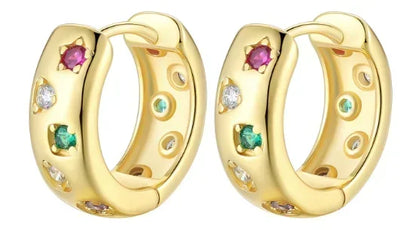 925 Sterling Silver Gold Hoop Earrings Halloween Pumpkin Skull Christmas Tree Zircon Studs for Women DIY Jewelry
