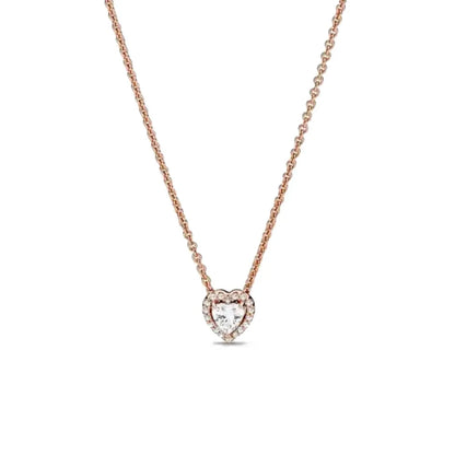 925 Silver Heart-Shaped Necklace with Purple Blue Green Zircon for Exquisite Jewelry Gifts for Women