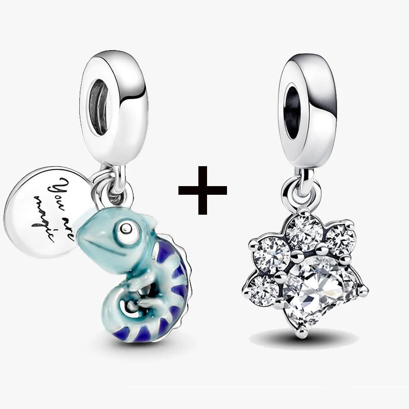 Chameleon and Turtle Pendant Beads for Charm Bracelets Jewelry Gift BD35