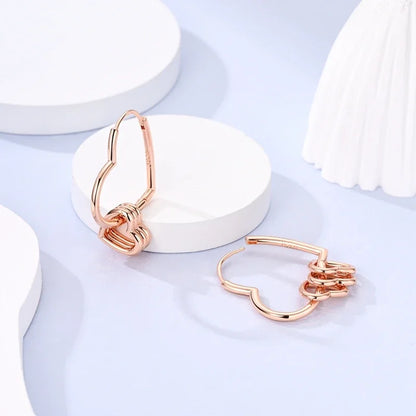 Elegant Silver S925 Multicolor Heart Hoop Earrings for Women with Zircon Stones