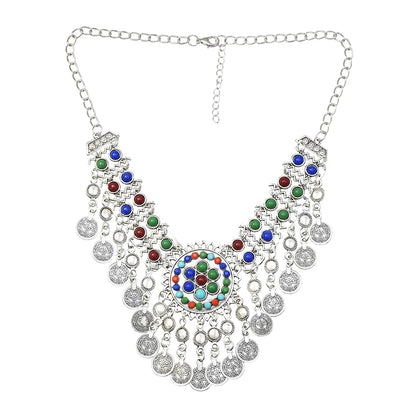 Indian Vintage Coin Tassel Choker Necklace for Women Ethnic Boho Jewelry Gift