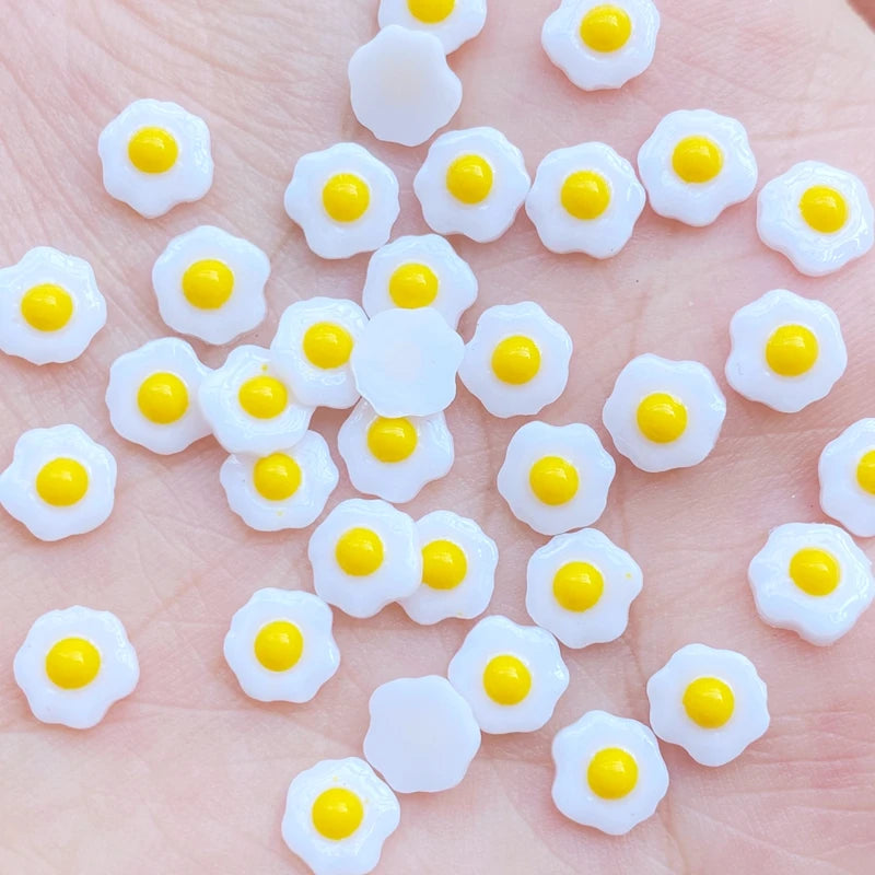 Rhinestone Nail Art Decoration Set 100 Pieces Mini Egg 3D Resin Charms for DIY Manicure