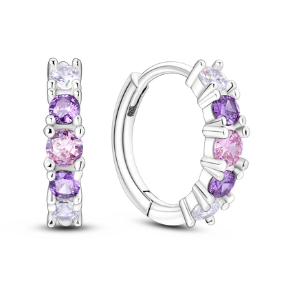 925 Silver Geometric Hoop Earrings for Women with Zircon Moon and Heart Design Fashion Jewelry Gift