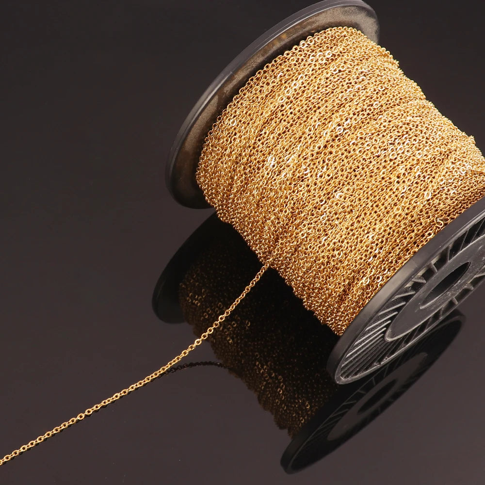 Gold Plated Stainless Steel O-Chains for DIY Jewelry Making 1m Necklace Craft Supplies