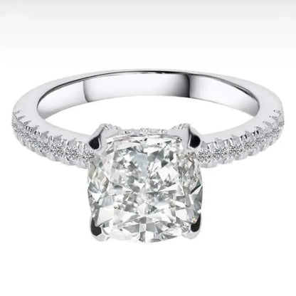 Real 100 Percent 925 Sterling Silver Diamond Engagement Wedding Band Ring Set for Women