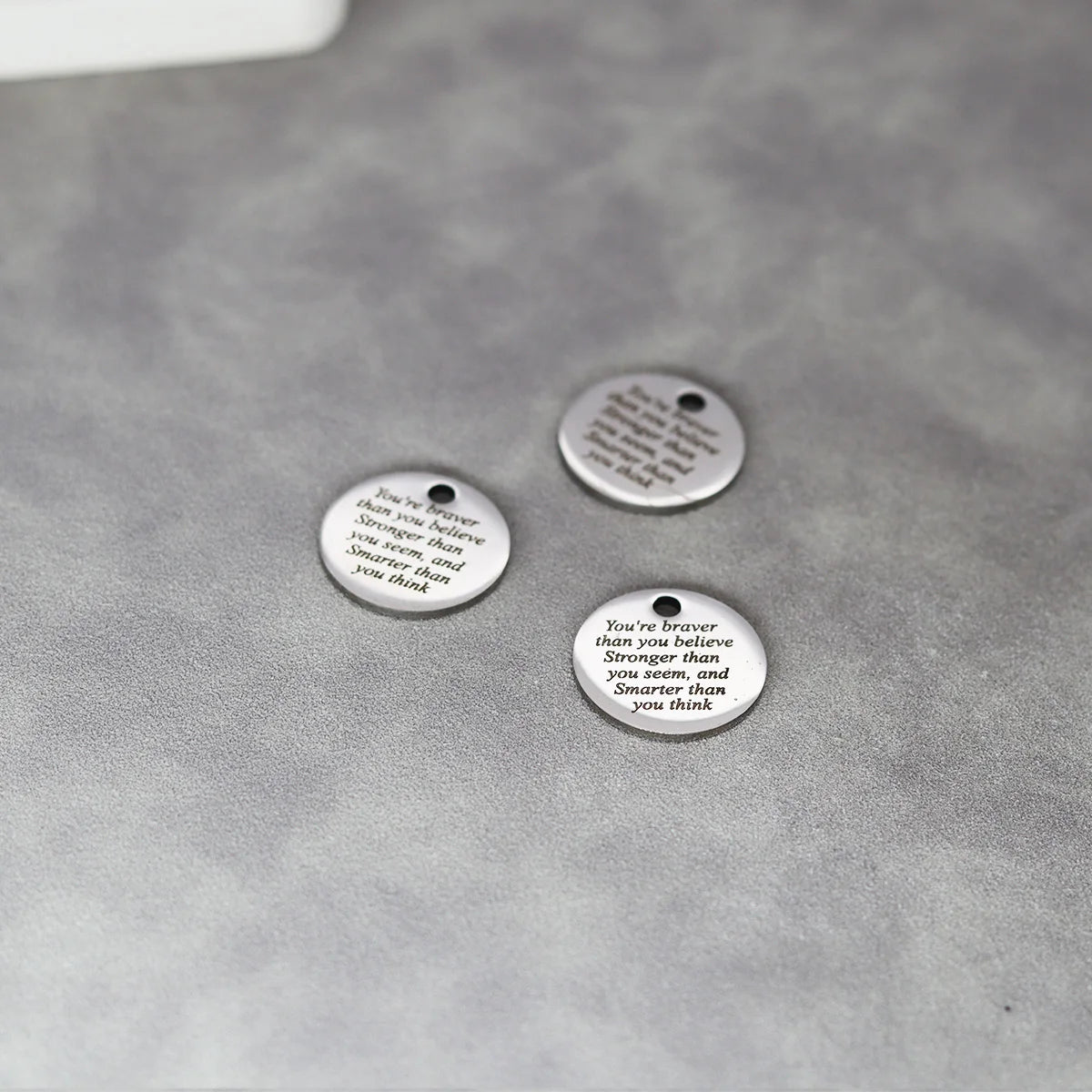 3Pcs Laser Engraved Inspirational Charms You're Braver Stronger Smarter DIY Jewelry