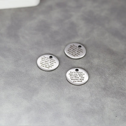 3Pcs Laser Engraved Inspirational Charms You're Braver Stronger Smarter DIY Jewelry