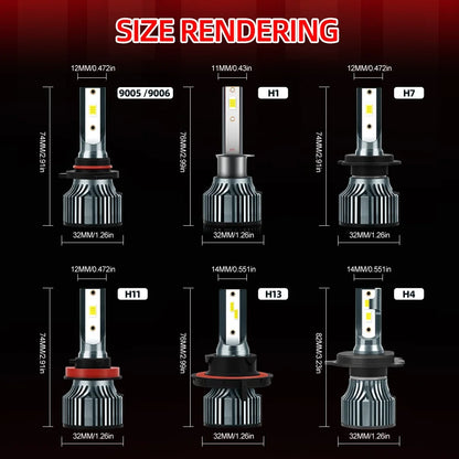 H1 H7 H11 H8 H9 9005 9006 LED Car Headlight Bulb 18000 Lumens 180 Watts 6500K Cold White High Low Beam CSP Chip Fog Lamp