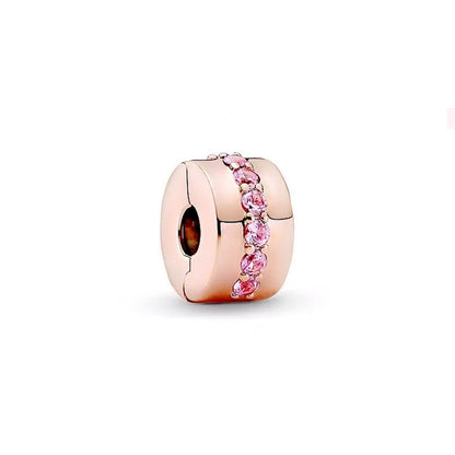 Sparkling Rose Gold Family Tree & Flower Charm Bead for European Silver Bracelet YY1289