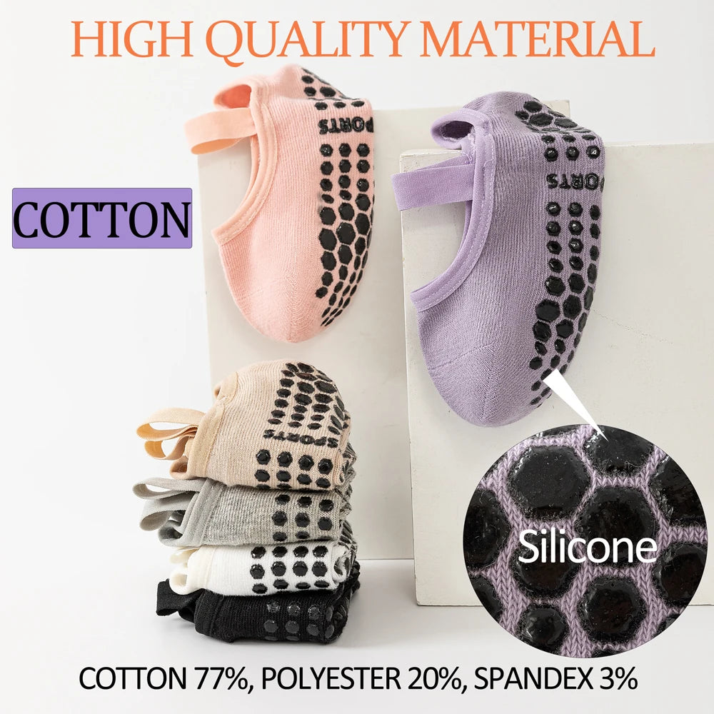 3 Pairs Womens No Show One Band Anti Slip Yoga Socks