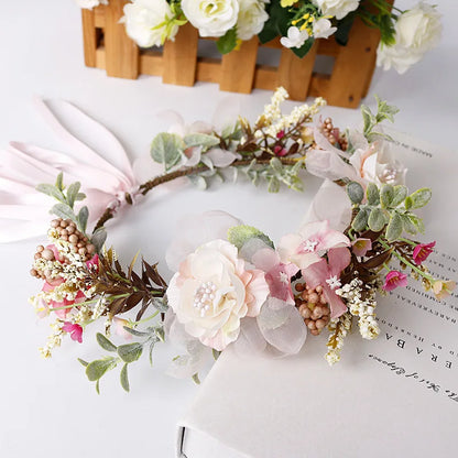 Romantic Rhinestone Floral Wreath Crown for Bridesmaids