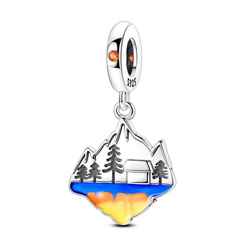 925 Sterling Silver Pumpkin Charm With Zircon Inlay