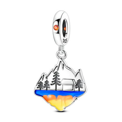 925 Sterling Silver Pumpkin Charm With Zircon Inlay