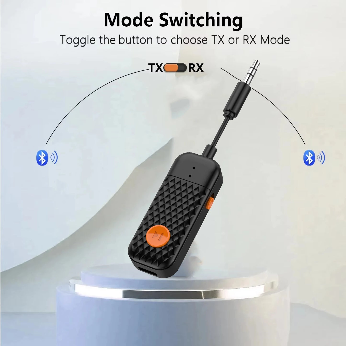 Bluetooth 5.4 HiFi Stereo Audio Transmitter Receiver Wireless Adapter with Mic for Car Airplane TV and PC
