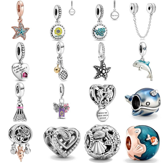 Summer Starfish Sunflower Dolphin Fish Pendant Jewelry Beads for Charm Bracelet Necklace