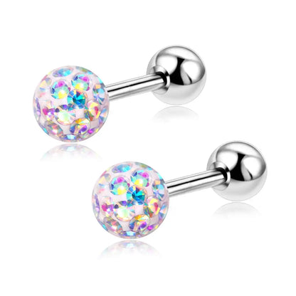 3 Pairs 16G Hypoallergenic Stud Earrings Set for Girls with Screw On Safety Backs Surgical Steel Women’s Jewelry