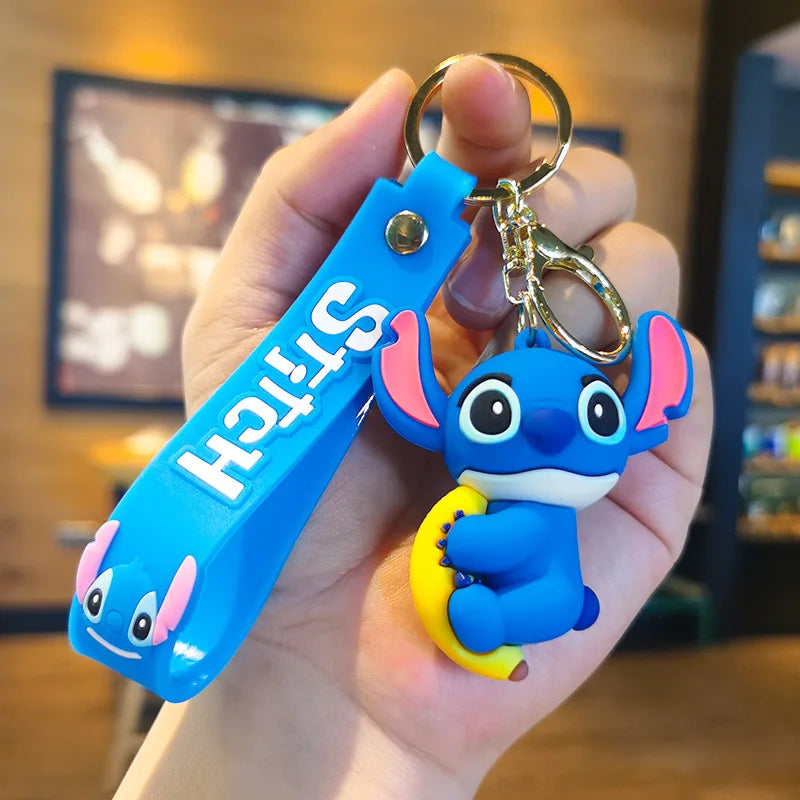 Kawaii Anime Disney Keychain Set Featuring Mickey Mouse, Minnie, Lilo & Stitch