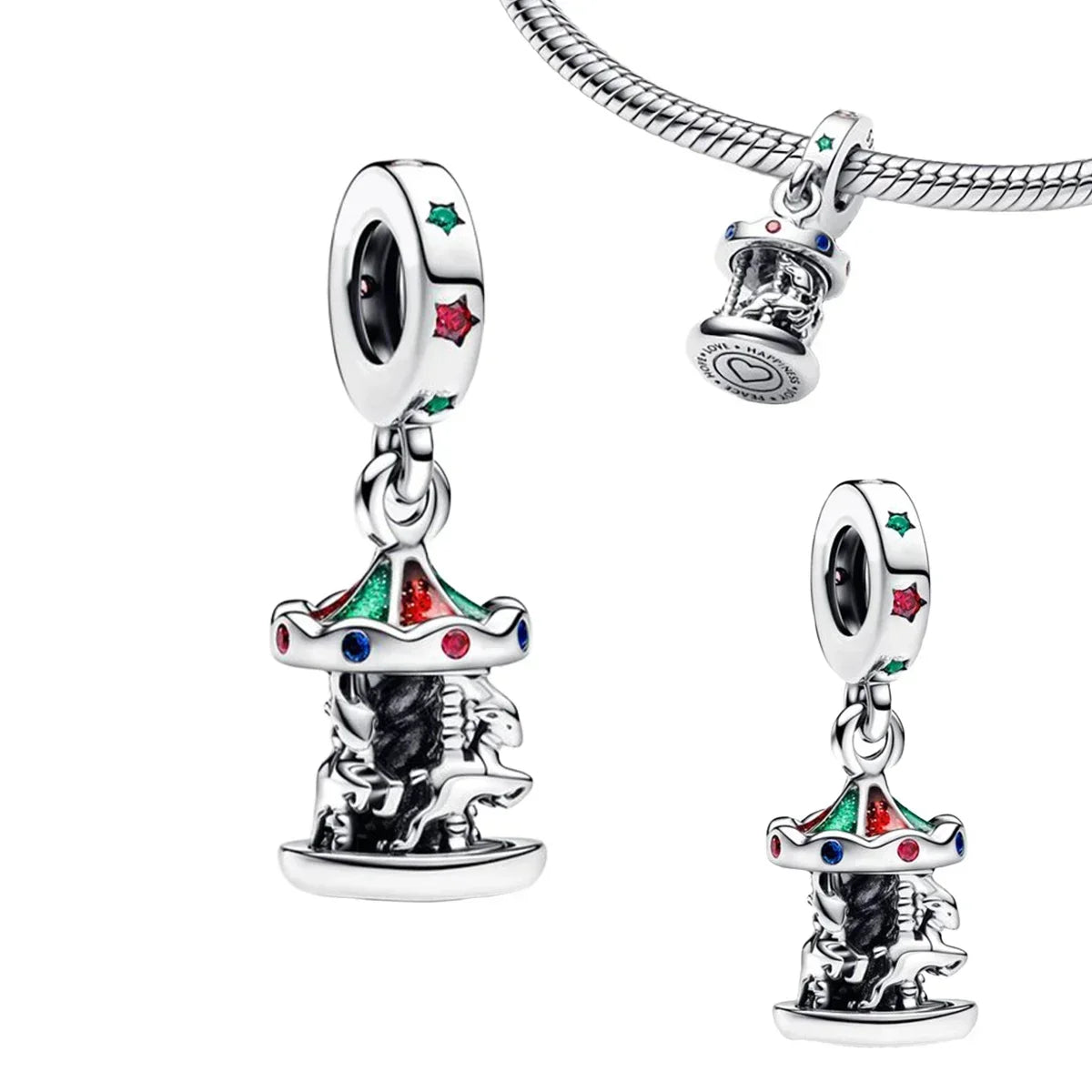 Summer Murano Glass Sea Turtle Dangle Charm Colorful Crystal Zircon Pendant 925 Sterling Silver Fine Jewelry for Original Bracelets