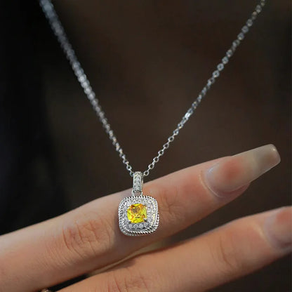 Ventfille 925 Sterling Silver Zircon Necklace Elegant Korean Geometry Design