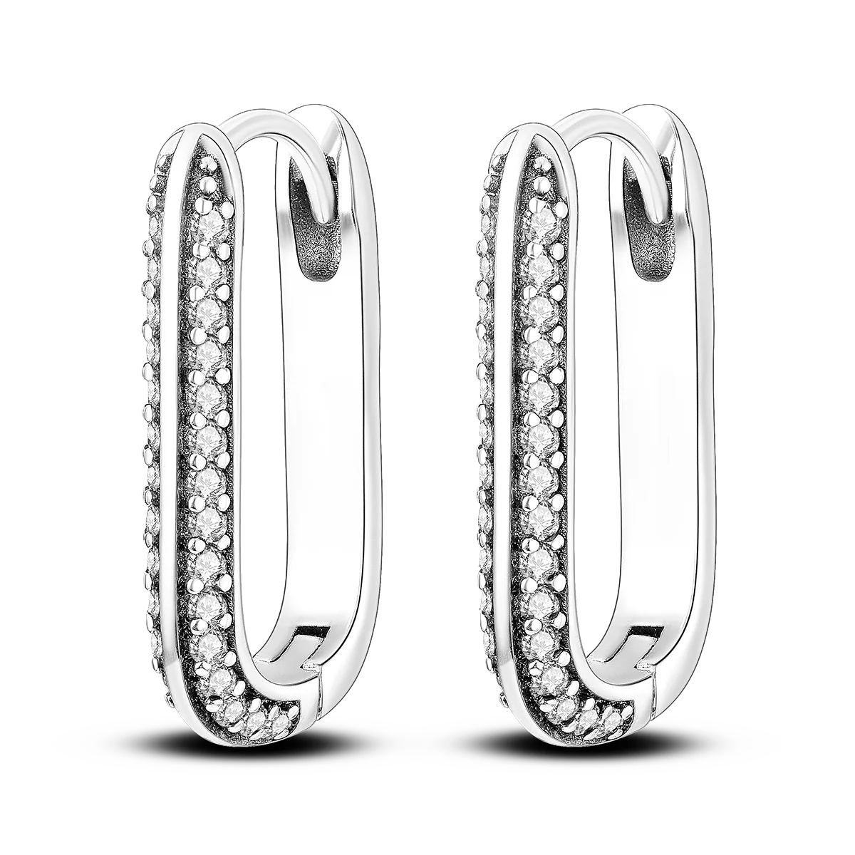 925 Silver Geometric Hoop Earrings for Women with Zircon Moon and Heart Design Fashion Jewelry Gift