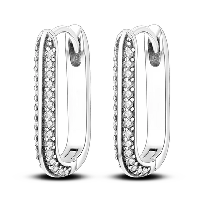 925 Silver Geometric Hoop Earrings for Women with Zircon Moon and Heart Design Fashion Jewelry Gift