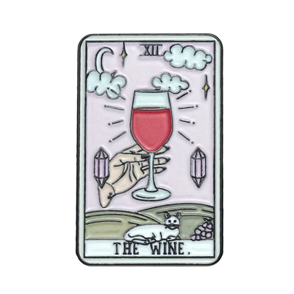 Custom Tarot Enamel Pins Set Featuring Beer Donut Wine Coffee Pizza Brooches for Unique Punk Gothic Jewelry Gifts