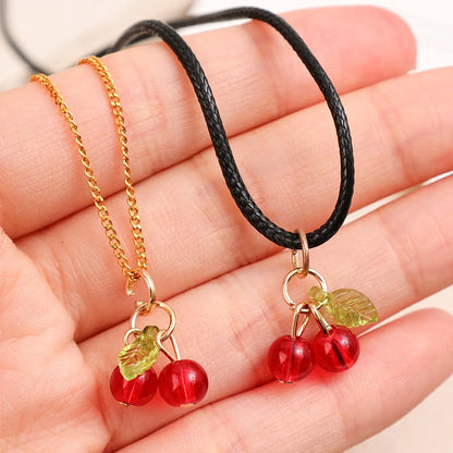 Red Cherry Glass Charm Pendants for Jewelry and DIY Accessories