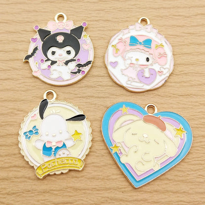 Gold Plated Enamel Anime Cartoon Charms Set for DIY Jewelry Making